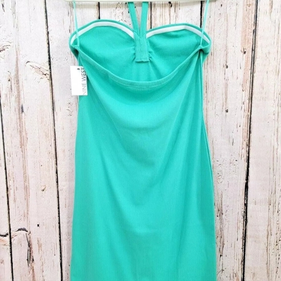 Women's XXL Nine West Light Teal Halter Beach Mexico Vacation Summer Dress NEW - Picture 10 of 15